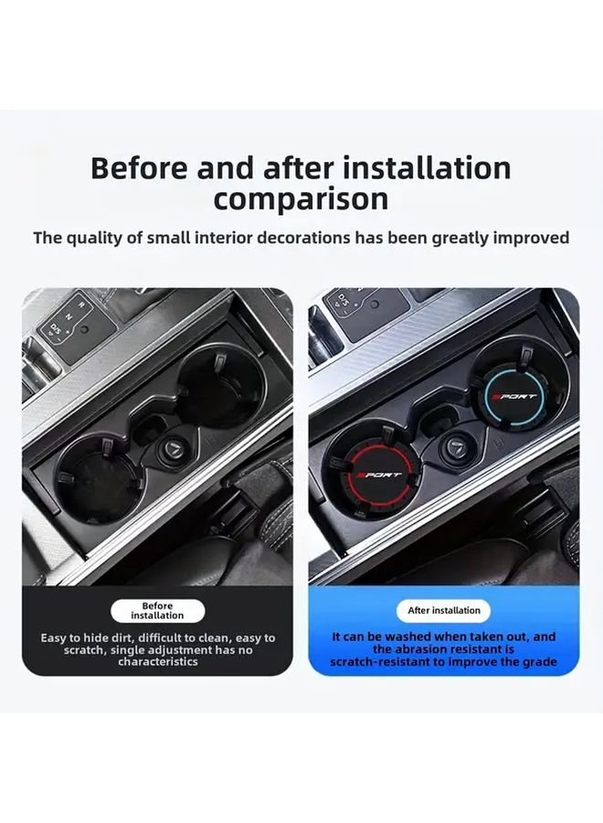 Pink 2pcs Car Water Cup Mat Set Scratch Resistant Shock Absorbing Anti Slip - Image 5