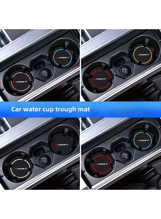 Pink 2pcs Car Water Cup Mat Set Scratch Resistant Shock Absorbing Anti Slip - Image 2