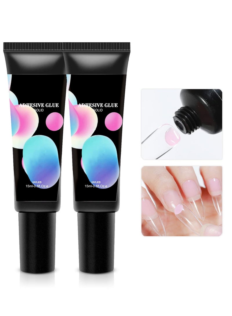 SOLARAE 2 PCS DIY Nail Glue Long Lasting Nail Art Gel - Paint Solid Patch Glue Rhinestone Solid Nail Glue Gel Glue for Pressing Nails for Nail Easy DIY at Home 15 ml - Image 1