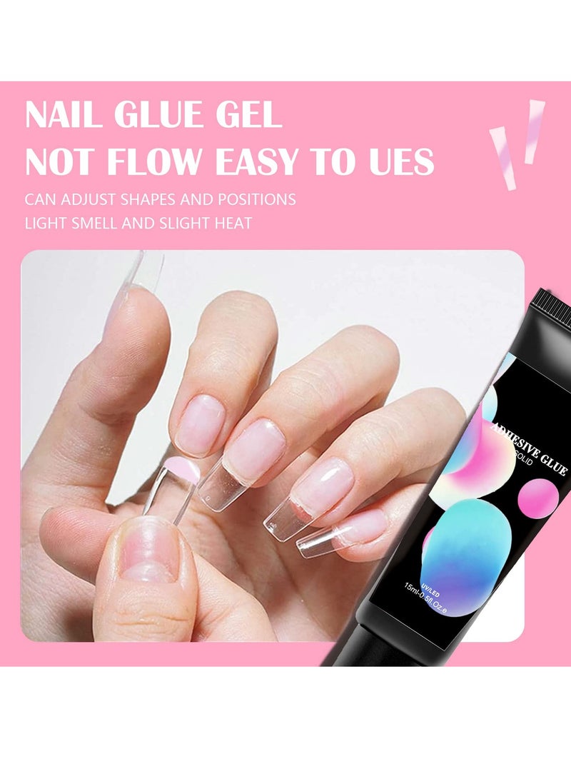 SOLARAE 2 PCS DIY Nail Glue Long Lasting Nail Art Gel - Paint Solid Patch Glue Rhinestone Solid Nail Glue Gel Glue for Pressing Nails for Nail Easy DIY at Home 15 ml - Image 4