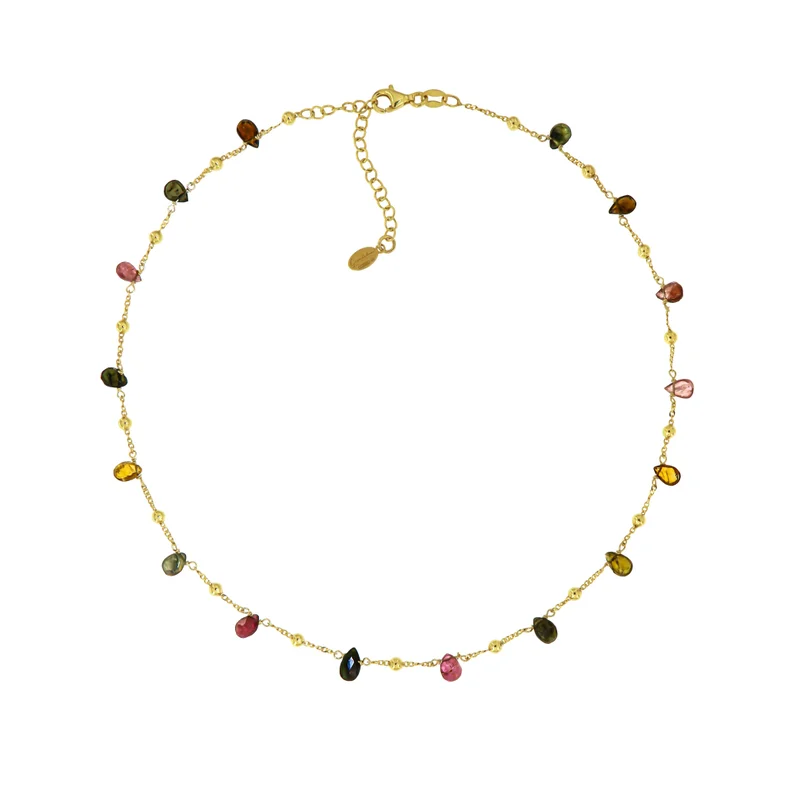 جواندلينا Gold Plated Necklace with Tourmaline