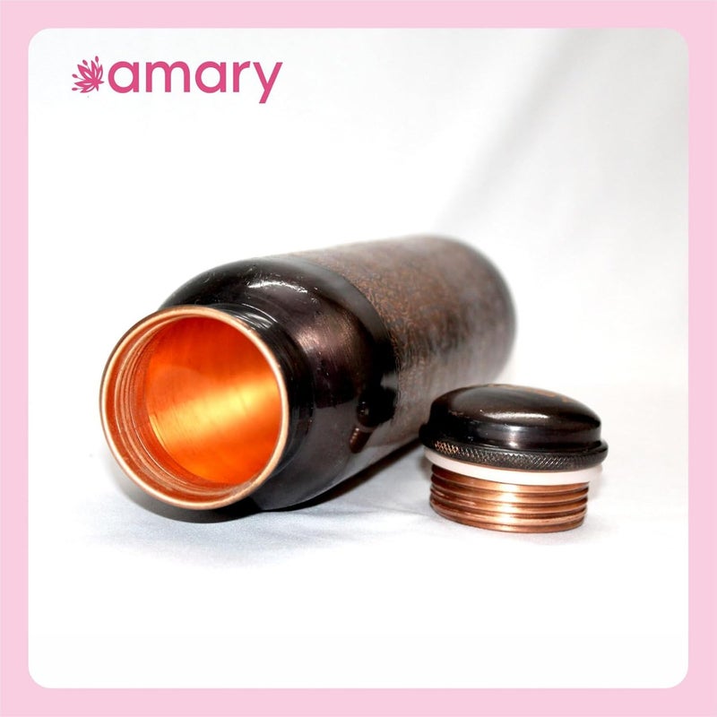 AMARY Antique Engraved Pure Copper Bottle Seamless Leakproof BPAFree Ayurvedic Health Benefits Ideal for Travel Office Gym Yoga Home 1L - Image 4