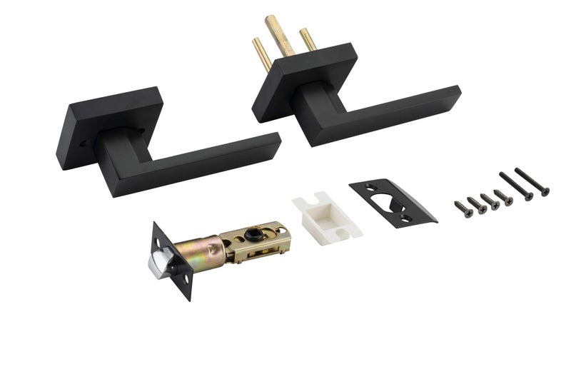 Berlin Modisch Contemporary Square Passage Lever Door Handle Non-Locking Lever Set [for Hallway or Closet Doors] Reversible for Right & Left Sided Doors Heavy Duty - Iron Black Finish - Image 4
