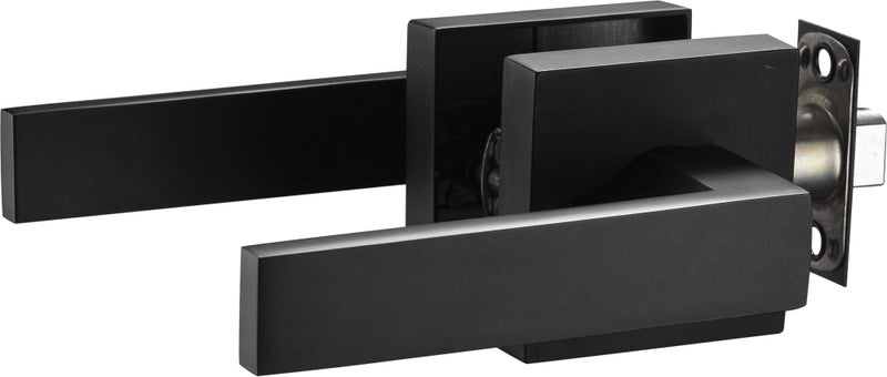 Berlin Modisch Contemporary Square Passage Lever Door Handle Non-Locking Lever Set [for Hallway or Closet Doors] Reversible for Right & Left Sided Doors Heavy Duty - Iron Black Finish - Image 3