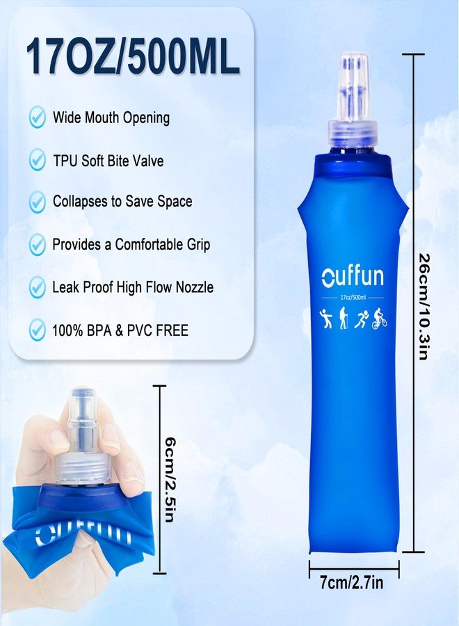 Ouffun 2 Pack Soft Water Bottle, 17oz/500ml Soft Flask for Hydration Pack, TPU Collapsible Running Water Bottle Reusable Handheld Flask for Hiking Cycling Climbing Traveling - Image 3