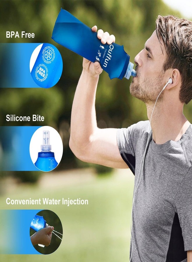 Ouffun 2 Pack Soft Water Bottle, 17oz/500ml Soft Flask for Hydration Pack, TPU Collapsible Running Water Bottle Reusable Handheld Flask for Hiking Cycling Climbing Traveling - Image 2