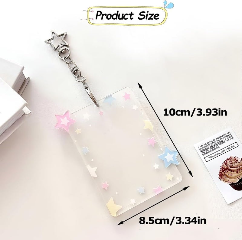 IPEWOEF 2Pcs Star Kpop Photocard Holder Keychain 3 Inch Photo Card Holder Photocard Keychain Acrylic Cute Photocard Holder Pc Holder Kpop Photocards Holder with Star Pendant for Idol Card Photo Album - Image 2