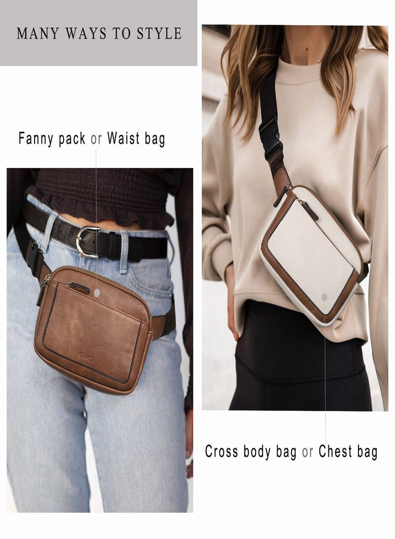 Excefore Belt Bag for Women PU Leather  Pack Crossbody Bags for Women Waist Bag with Adjustable Strap Mini Everywhere Crossbody Waist Bag Fashion Crossbody Bag for Gym Workout Travelling - Image 2