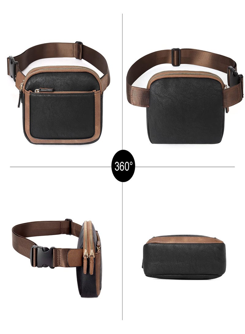 Excefore Belt Bag for Women PU Leather  Pack Crossbody Bags for Women Waist Bag with Adjustable Strap Mini Everywhere Crossbody Waist Bag Fashion Crossbody Bag for Gym Workout Travelling - Image 4