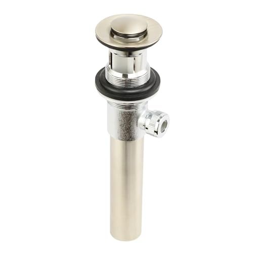 Purelux Bathroom Faucet Vanity Sink Metal Pop-Up Drain Stopper Assembly with Lift Rod and Overflow, Brushed Nickel Finish - Image 3