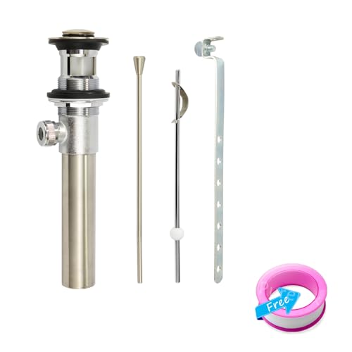 Purelux Bathroom Faucet Vanity Sink Metal Pop-Up Drain Stopper Assembly with Lift Rod and Overflow, Brushed Nickel Finish - Image 5