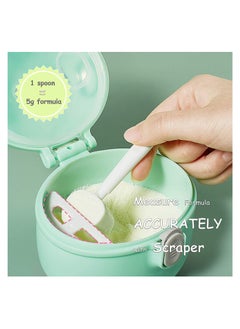 Excefore Baby Formula Dispenser, Portable Milk Powder Dispenser Snack Storage Container, Plastic Milk Powder Box for Travel Bedroom Outdoor (Green)  - Image 2