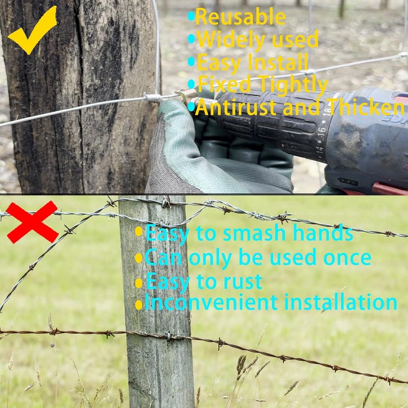 LOVEERCT 50pcs fence staples for wire fencing, Heavy Zinc Coating Cattle Fence staples Reusable Wire Fence Staples Fasteners for Mesh and Woven Fencing, Farm Fence Fencing Staple with Wire Fixer - Image 3