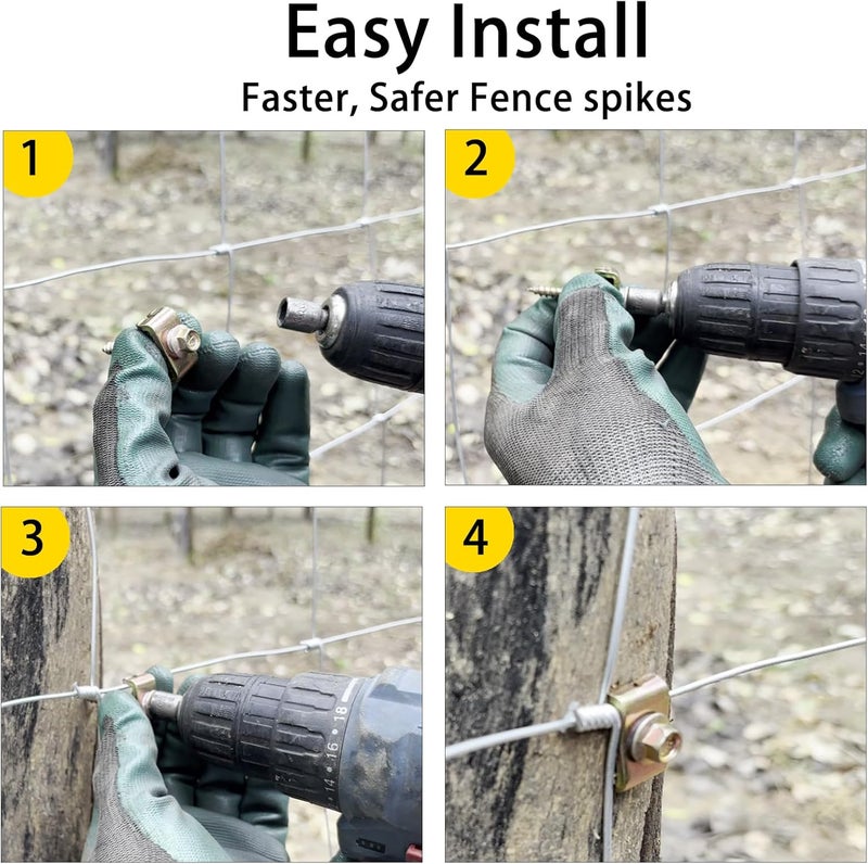LOVEERCT 50pcs fence staples for wire fencing, Heavy Zinc Coating Cattle Fence staples Reusable Wire Fence Staples Fasteners for Mesh and Woven Fencing, Farm Fence Fencing Staple with Wire Fixer - Image 4