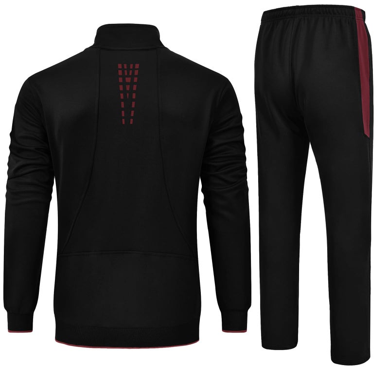 Rdruko Men's Tracksuit Athletic Full Zip Casual Sports Outfit Jogging Gym Sweatsuit(Black+Red,US M) - Image 2