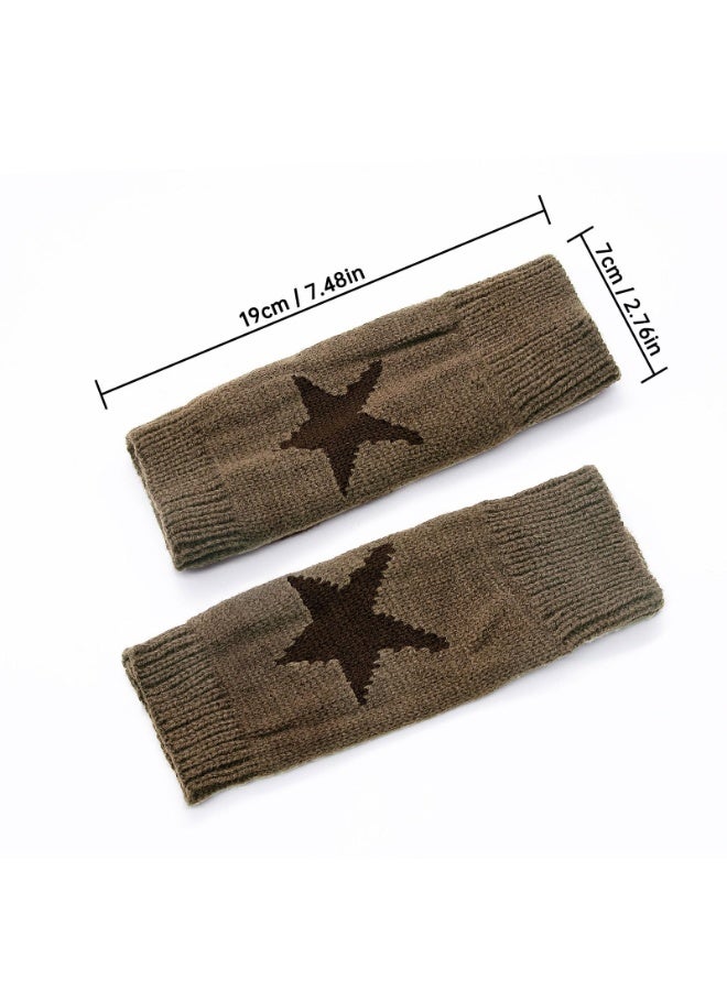 PAWSONIFY Fingerless Star Printed Knitted Gloves - Wrist Warmers Mittens Knitted Gloves for Women Men Typing - Image 2