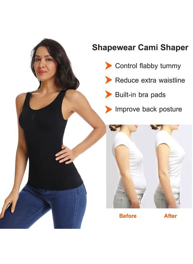 JOYSHAPER Women's Cami Shaper Tummy Control Padded Bra Camisole Cami Compression Tank Top Shapewear Body Shaper, Black, M - Image 3