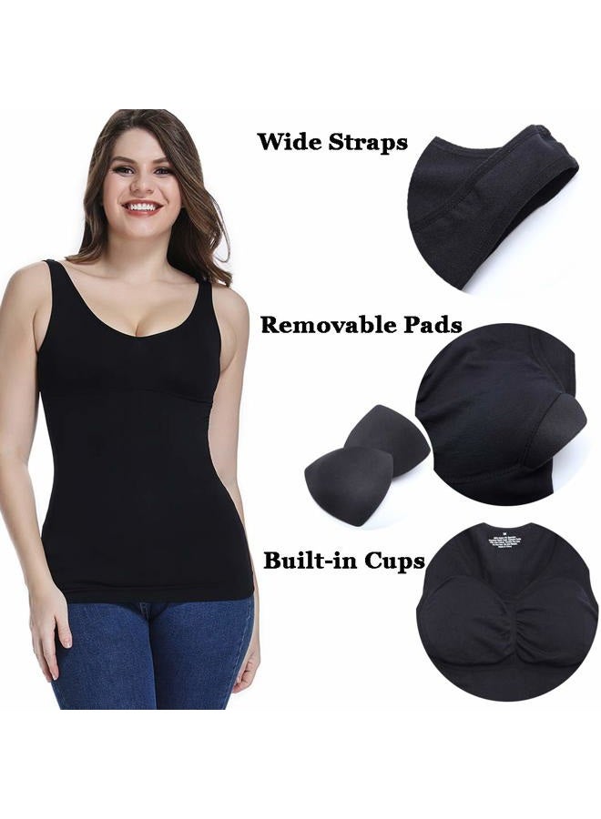 JOYSHAPER Women's Cami Shaper Tummy Control Padded Bra Camisole Cami Compression Tank Top Shapewear Body Shaper, Black, M - Image 2