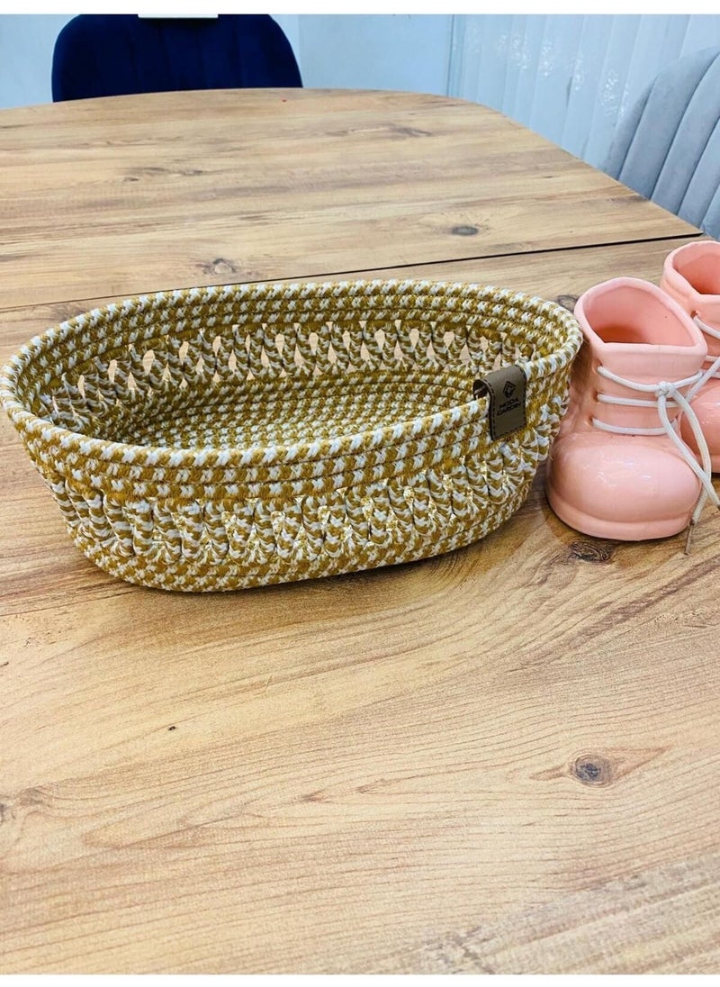 My Doğa Store Wicker, Jute, Basket, Cupboard, Organizer, Storage Basket, Bread Basket, 30X20X10  - Image 1