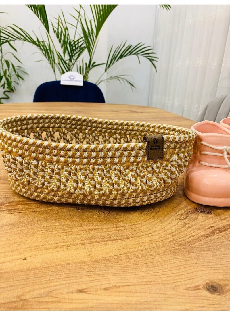 My Doğa Store Wicker, Jute, Basket, Cupboard, Organizer, Storage Basket, Bread Basket, 30X20X10  - Image 2