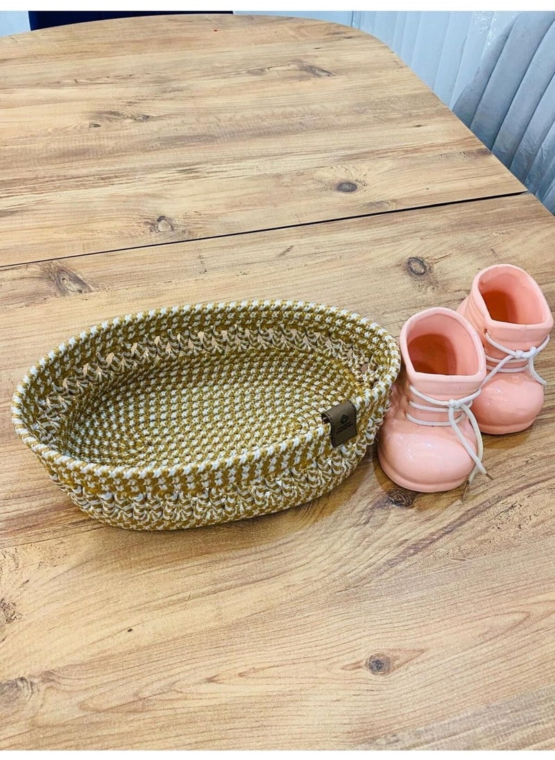 My Doğa Store Wicker, Jute, Basket, Cupboard, Organizer, Storage Basket, Bread Basket, 30X20X10  - Image 4