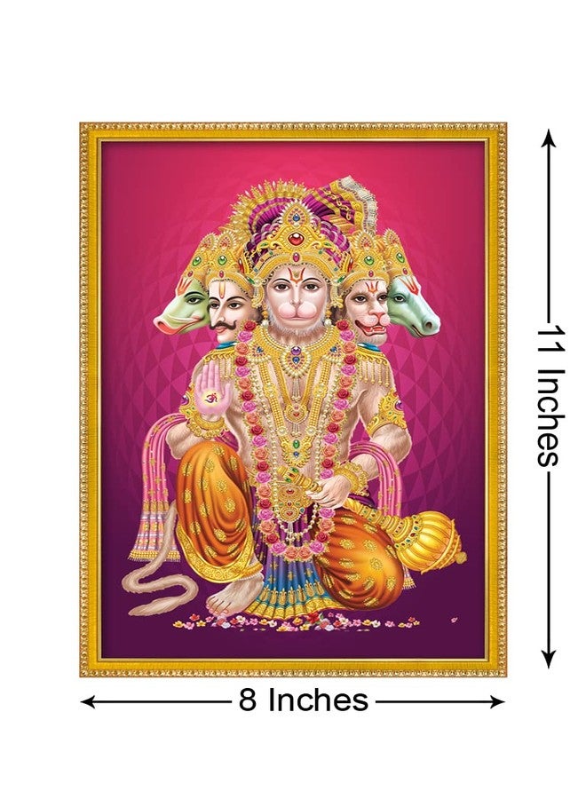 999STORE لوحة صور Panchmukhi Hanuman ji مع إطار صورة للمعبد/Mandir panch mukhi Hanuman إطار الصورة (MDF والألياف 11X8 بوصة) God005 - Image 4
