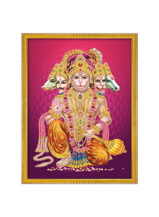 999STORE لوحة صور Panchmukhi Hanuman ji مع إطار صورة للمعبد/Mandir panch mukhi Hanuman إطار الصورة (MDF والألياف 11X8 بوصة) God005 - Image 2