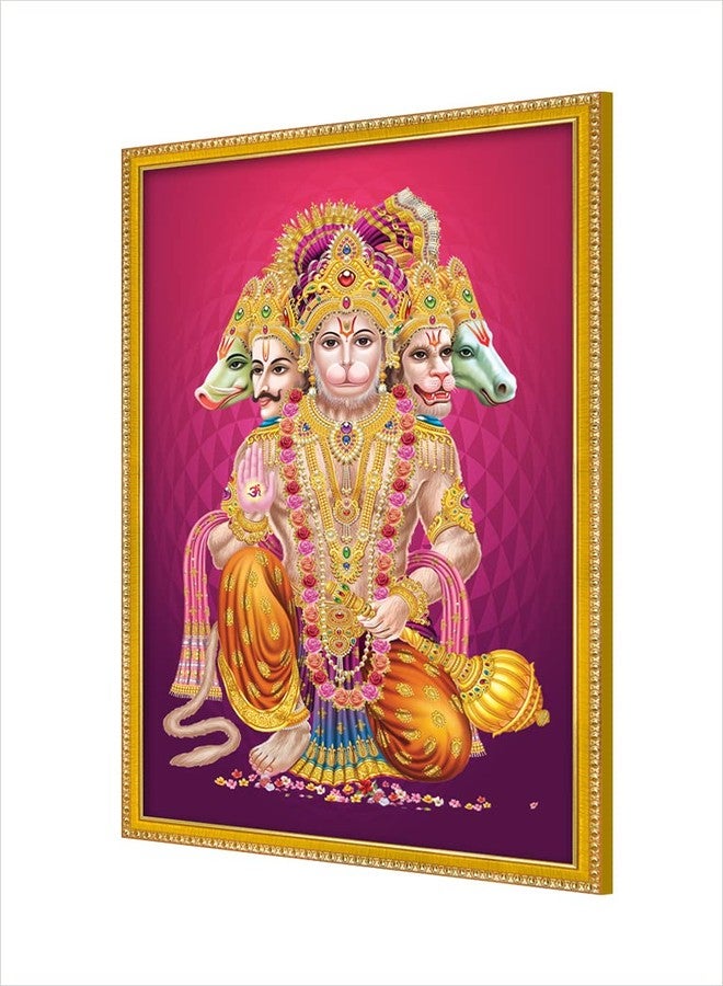 999STORE لوحة صور Panchmukhi Hanuman ji مع إطار صورة للمعبد/Mandir panch mukhi Hanuman إطار الصورة (MDF والألياف 11X8 بوصة) God005 - Image 3