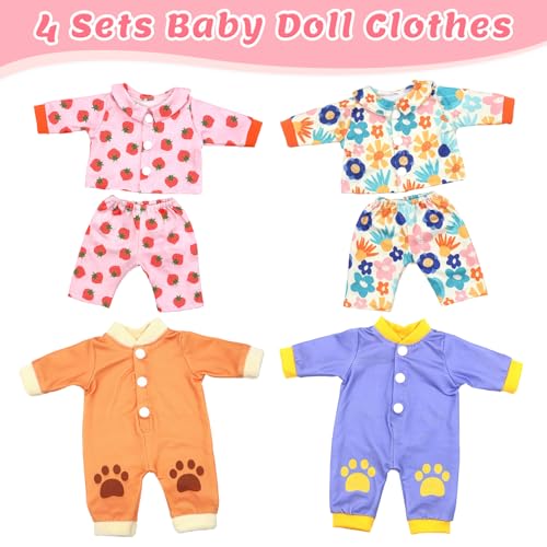 UNICORN ELEMENT 4Pcs Alive Baby Doll Clothes for 1012 Inch4 Set Baby Doll Clothes Accessories Fit for 101112 InchNot Dolls - Image 5