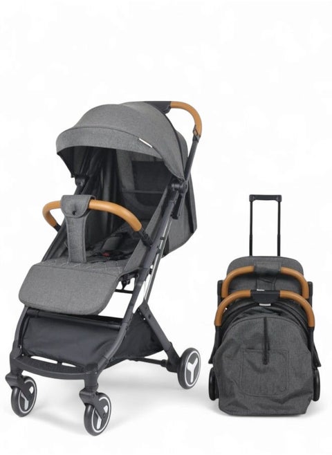 Ultra-Light One-Click Fold Baby Stroller – Air Travel Friendly with Two-Way Canopy, Mosquito Net, and 5-Point Safety Harness