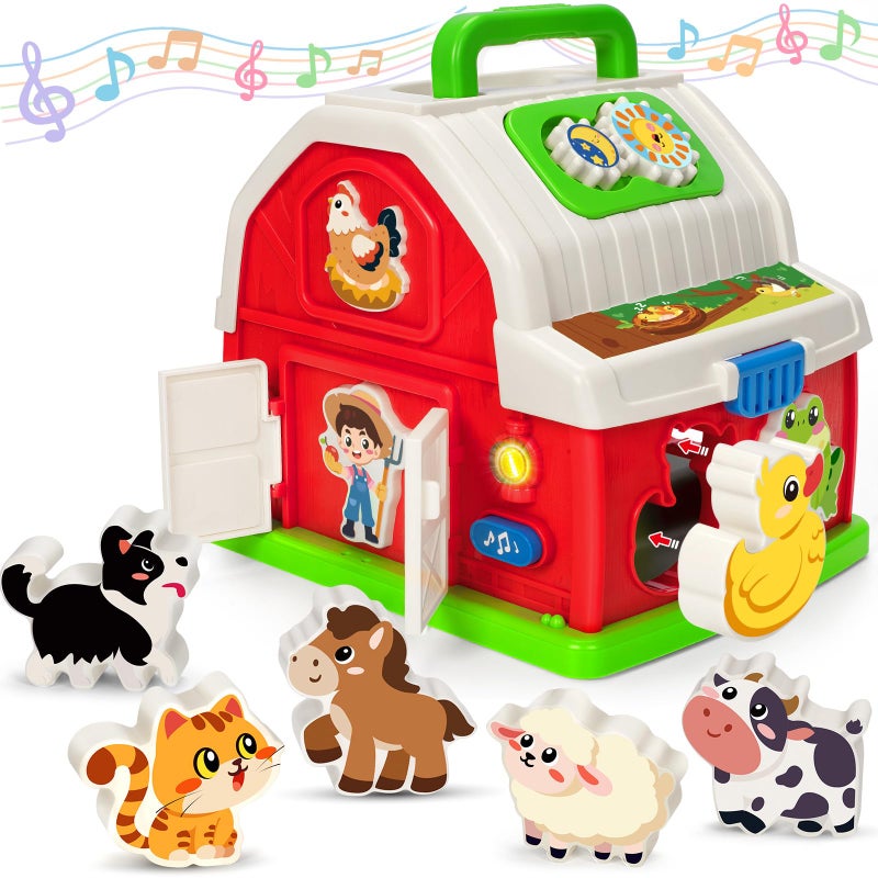 KIZZYEA Montessori Toys for 1 2 3 Year Old Boys Girls, Musical Barn Farm Animal set for Toddler, Shape Sorting Educational Toy for Baby 12-18 Month, Learning Fine Motor Skills, Christmas Birthday Easter Gifts - Image 1