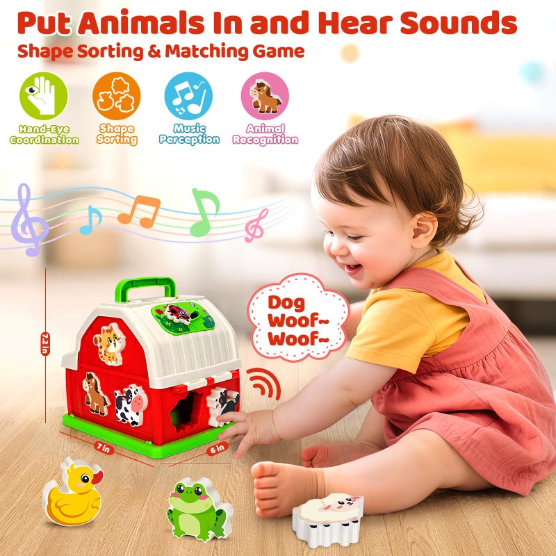 KIZZYEA Montessori Toys for 1 2 3 Year Old Boys Girls, Musical Barn Farm Animal set for Toddler, Shape Sorting Educational Toy for Baby 12-18 Month, Learning Fine Motor Skills, Christmas Birthday Easter Gifts - Image 3