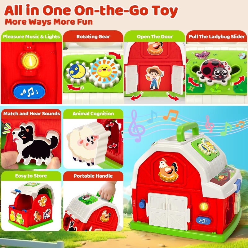KIZZYEA Montessori Toys for 1 2 3 Year Old Boys Girls, Musical Barn Farm Animal set for Toddler, Shape Sorting Educational Toy for Baby 12-18 Month, Learning Fine Motor Skills, Christmas Birthday Easter Gifts - Image 2