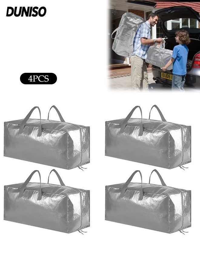 DUNISO 4 Pack Extra Large Moving Bags,Foldable Heavy Duty Tote with Zippers and Handles,Space Saving,Sturdy and Scratch-Resistant,for Moving, Travel, Camping, College Dorm - Image 1