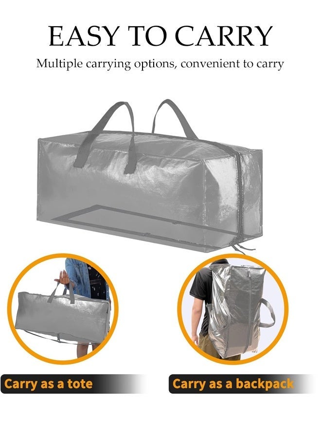 DUNISO 4 Pack Extra Large Moving Bags,Foldable Heavy Duty Tote with Zippers and Handles,Space Saving,Sturdy and Scratch-Resistant,for Moving, Travel, Camping, College Dorm - Image 4