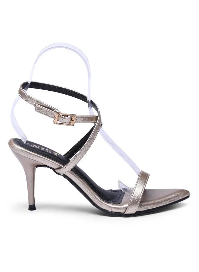 Gnist Gold High Heel Sandals with Ankle Strap