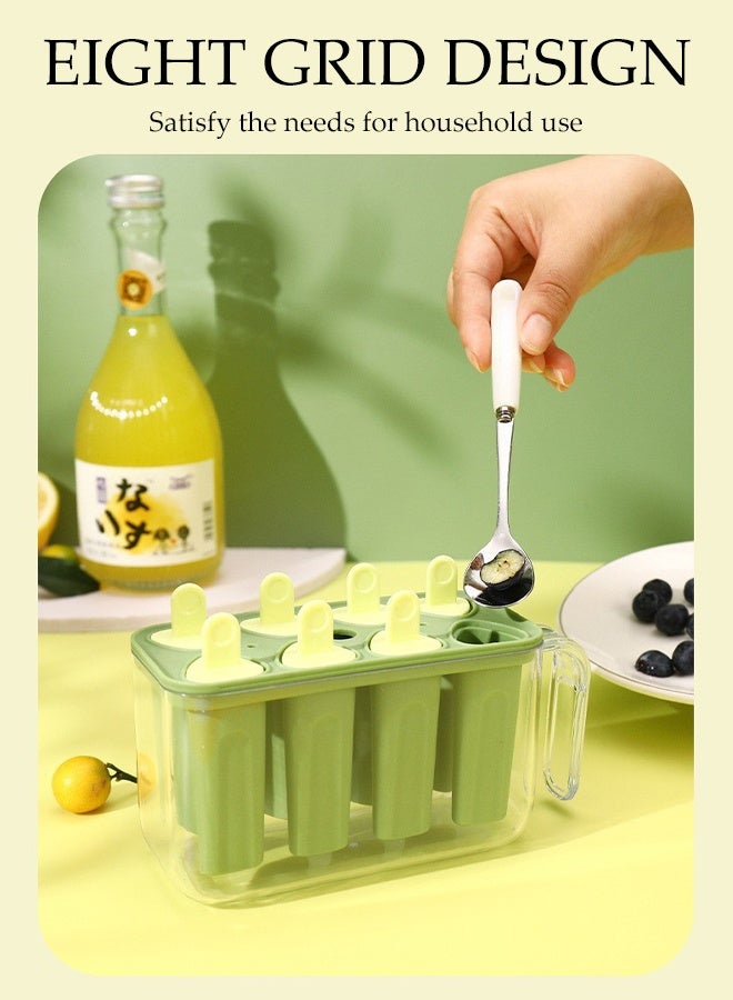 DUNISO 8-Grid Ice Lolly Moulds with Sticks Reusable Ice Cream Moulds Set BPA Free Non-Stick Food Grade Ice Sucker Moulds Frozen Ice Popsicle Easy Release Mold Kit for DIY Home Kitchen Tools - Image 3