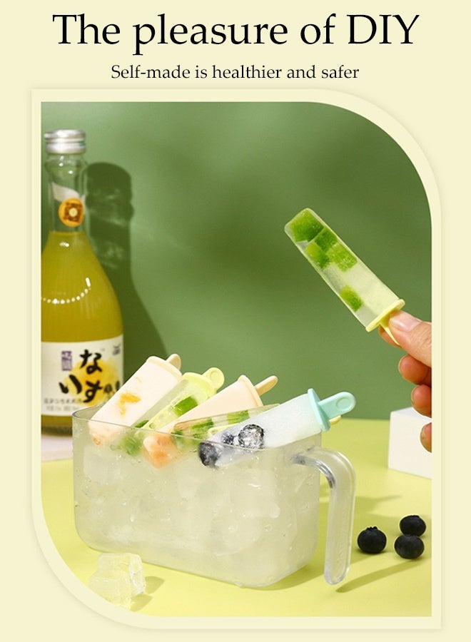 DUNISO 8-Grid Ice Lolly Moulds with Sticks Reusable Ice Cream Moulds Set BPA Free Non-Stick Food Grade Ice Sucker Moulds Frozen Ice Popsicle Easy Release Mold Kit for DIY Home Kitchen Tools - Image 2