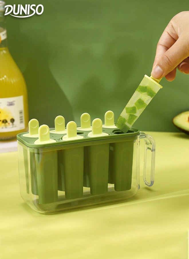 DUNISO 8-Grid Ice Lolly Moulds with Sticks Reusable Ice Cream Moulds Set BPA Free Non-Stick Food Grade Ice Sucker Moulds Frozen Ice Popsicle Easy Release Mold Kit for DIY Home Kitchen Tools - Image 1