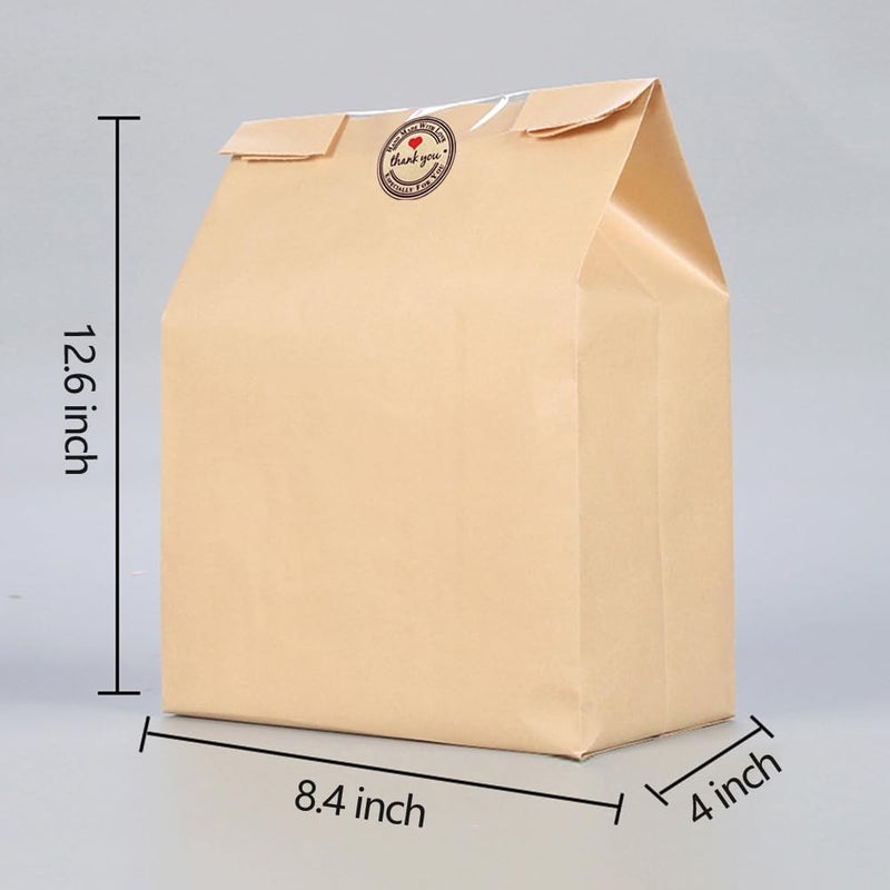 GRANDAN 25 Packs Large Paper Bread Bags for Homemade Bread, Kraft Paper Bakery Bags with Window for Sourdough Toast Packing Storage, Baked Loaf Gifting Bag Bonus Label Seal Stickers 12.6x8.3x4.0 inch - Image 3