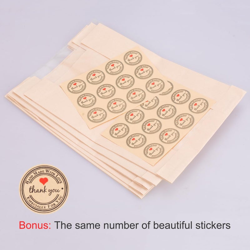 GRANDAN 25 Packs Large Paper Bread Bags for Homemade Bread, Kraft Paper Bakery Bags with Window for Sourdough Toast Packing Storage, Baked Loaf Gifting Bag Bonus Label Seal Stickers 12.6x8.3x4.0 inch - Image 2