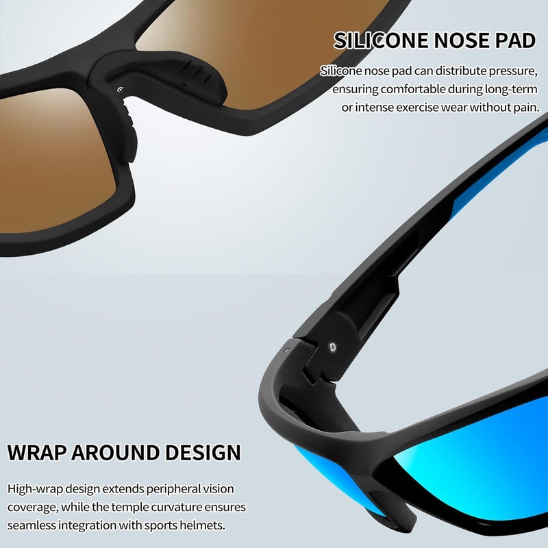 Joopin Sunglasses Men Women Sports Polarized UV400 Protection | Lightweight TR90 Frame,Rectangle TAC Lens,Cycling Biking Running Driving Fishing Surfing Hiking Baseball - Image 5