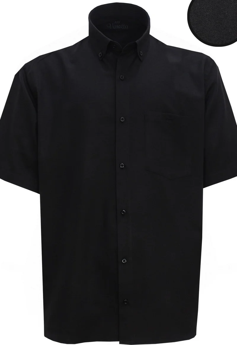 Men's Black Plain Plus Size Short Sleeve Shirt