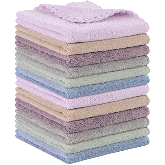 SUNLAND Microfiber Face Cloth Reusable Makeup Remover Facial Cleansing Towel Ultra Soft Face Washcloth 12inchx12inch 12 Pack Multicolor - Image 1