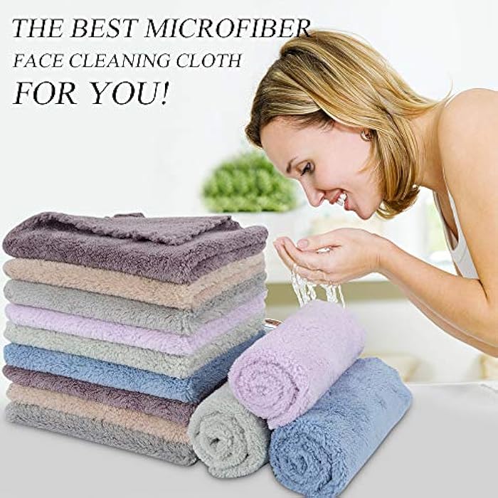 SUNLAND Microfiber Face Cloth Reusable Makeup Remover Facial Cleansing Towel Ultra Soft Face Washcloth 12inchx12inch 12 Pack Multicolor - Image 3