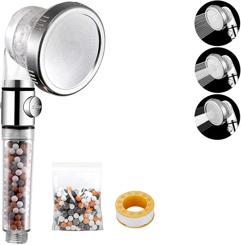PUJANE High Pressure Shower Head with Negative Ionic Balls to Soften Hard Water and Help Reduces Hair Loss, Large Rainfall SPA Water Saving, Filtered Hand Held Shower Head Remove Chlorine - Image 1