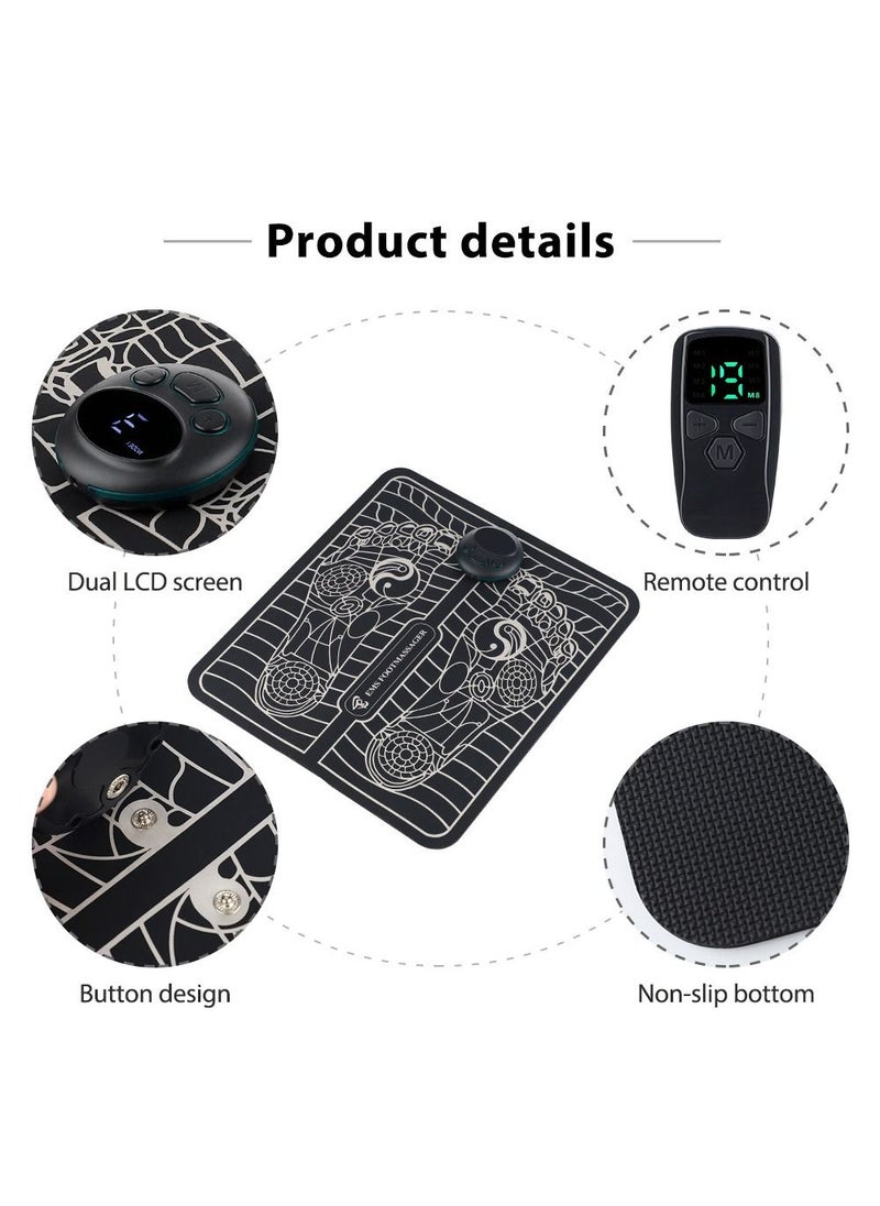 ASIV - Wireless Remote Control Operation USB Rechargeable 8 Modes 19 Intensity Foot Acupoint Pulse EMS Massage Cushion Home Portable Foldable - Image 1