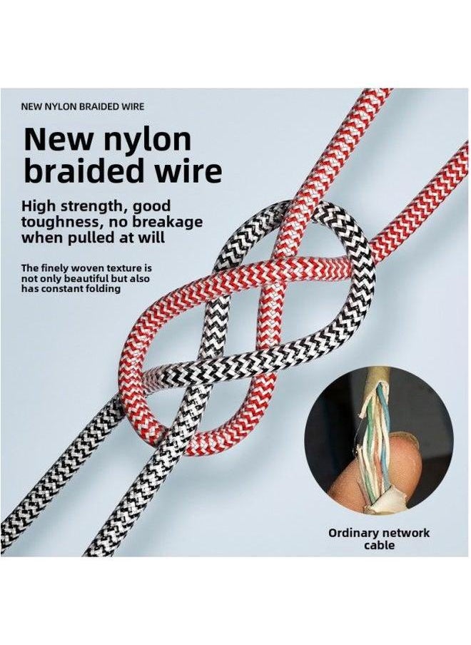 Generic Six Kinds Of Gigabit Woven Network Cable Computer 8-core Finished Jumper 1M2/3/5 M Monitoring Cat6 Cable-Color:Ten Pole-Braided Wire Gold Plated Head-Cool Black-Line Length:2  - Image 5