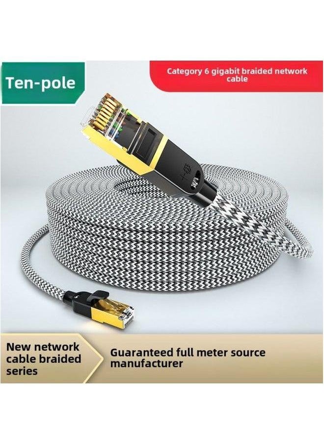 Generic Six Kinds Of Gigabit Woven Network Cable Computer 8-core Finished Jumper 1M2/3/5 M Monitoring Cat6 Cable-Color:Ten Pole-Braided Wire Gold Plated Head-Cool Black-Line Length:2  - Image 2