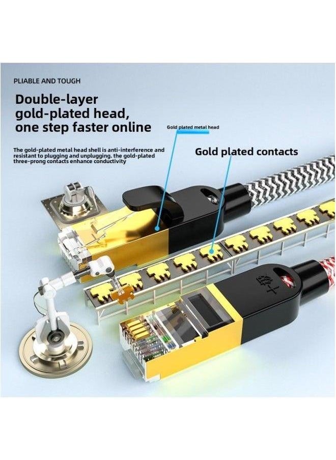 Generic Six Kinds Of Gigabit Woven Network Cable Computer 8-core Finished Jumper 1M2/3/5 M Monitoring Cat6 Cable-Color:Ten Pole-Braided Wire Gold Plated Head-Cool Black-Line Length:2  - Image 3